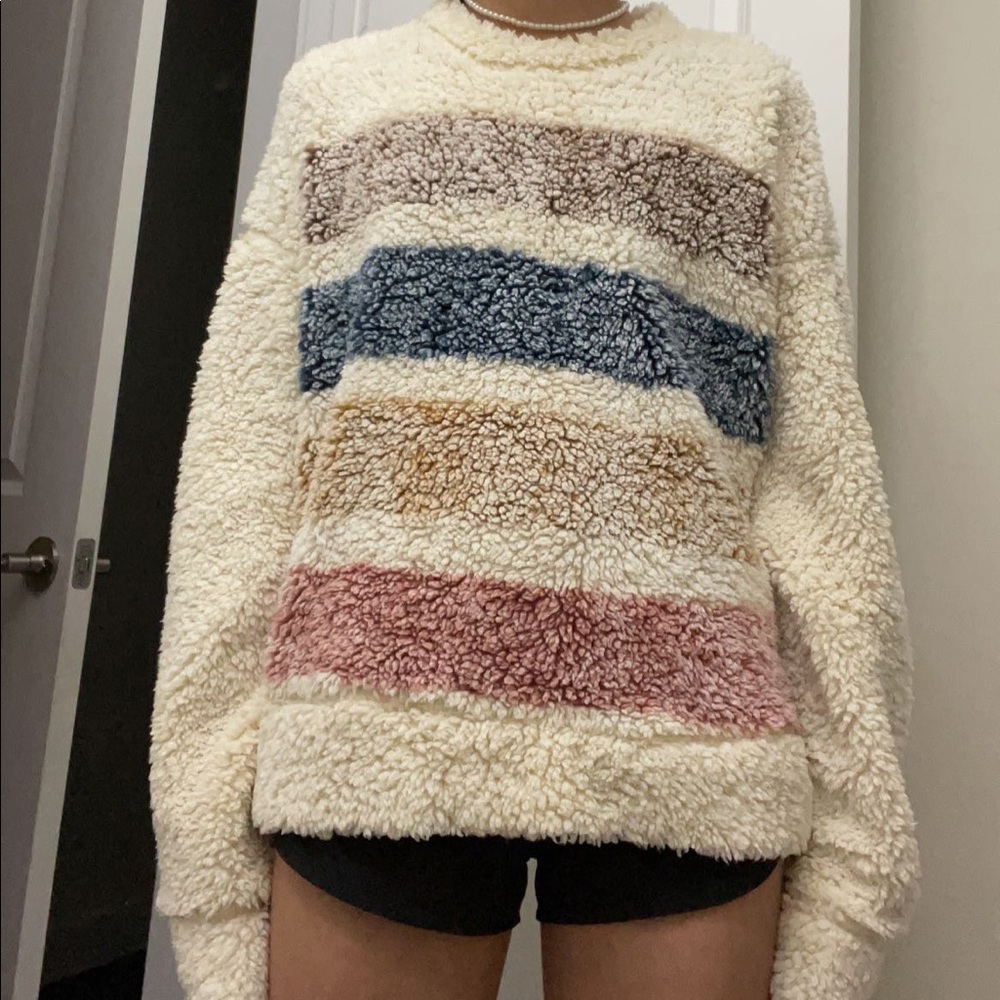 Stripped fuzzy sweater